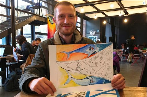 Bisaccia con le sagome da ritagliare della Balena Cometa