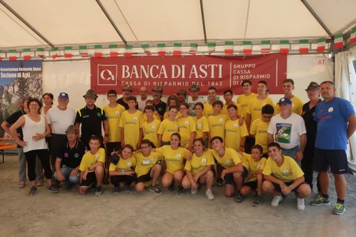 I ragazzi che hanno partecipato al Campo Scuola  con i volontari astigiani ed il presidente della Sezione ANA di Asti