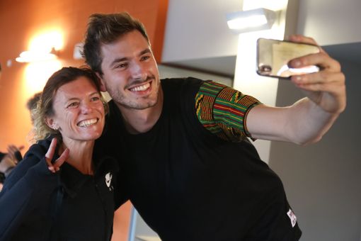 Matteo Piano con Valeria Straneo durante un incontro astigiano (MerfePhoto)