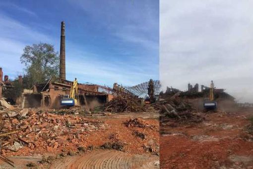 Demolizione ciminiera ex fornace di Valfenera Demolizione ciminiera ex fornace di Valfenera