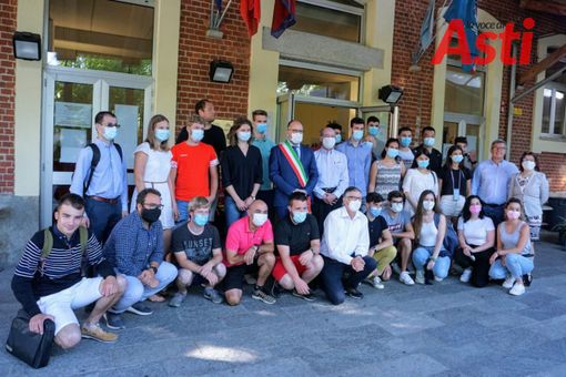 La delegazione all'università di Asti (MerfePhoto)