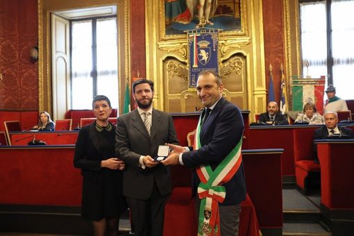 Alcune immagini della cerimonia che si è svolta ieri in municipio a Torino