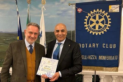 Beppe Gandolfo con i presidente del R.C. Canelli-Nizza Monferrato