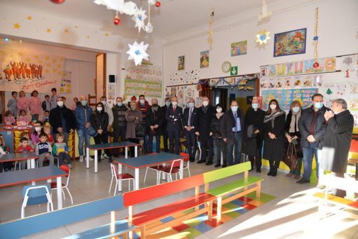 Due immagini (la seconda a fine articolo) dell'inaugurazione della scuola materna di Motta Due immagini (la seconda a fine articolo) dell'inaugurazione della scuola materna di Motta