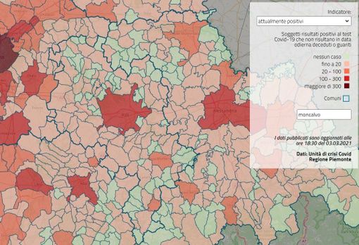 Mappa interattiva Covid in Piemonte