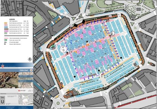 Come cambierà il mercato di Asti: i banchi occuperanno quasi tutta piazza Campo del Palio [PLANIMETRIA]
