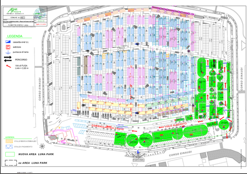 Ecco come il luna park di Carnevale &quot;convivrà&quot; con il mercato: attrazioni anche sotto il  viale alberato [PLANIMETRIA]