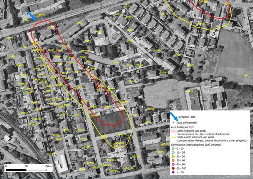 La planimetria con alcuni dei pozzi inquinati La planimetria con alcuni dei pozzi inquinati