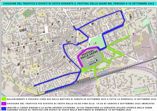 La piantina con i consigli per la viabilità nel fine settimana di Sagre La piantina con i consigli per la viabilità nel fine settimana di Sagre