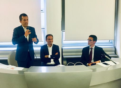 Il presidente Cirio con l'assessore Gabusi e il presidente della Provincia di Asti Lanfranco in un'immagine di archivio