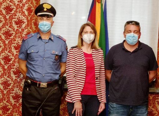Il sindaco Macchia con Forneris e De Simone in un’immagine scattata durante la pandemia