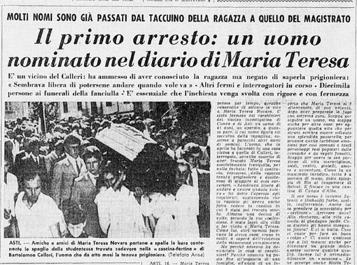 Sulle prime pagine dell'epoca. La vicenda della piccola astigiana ripresa da &quot;L'Avanti&quot; del 17 agosto 1969, tra i ritagli pubblicati dallo scrittore Alessandro Perissinotto col suo &quot;Il silenzio della collina&quot; (Mondadori)