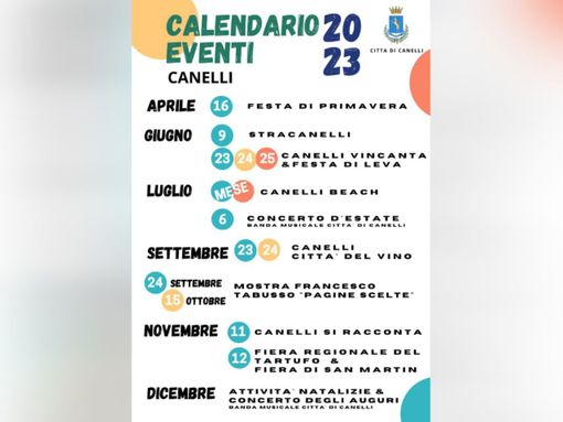 Il calendario di eventi canellesi in programma nell'arco del 2023 Il calendario di eventi canellesi in programma nell'arco del 2023
