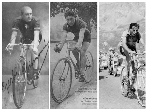 Nel montaggio fotografico, da sinistra a destra, il 'Diavolo Rosso' astigiano Giovanni Gerbi, Costante Girardengo e Fausto Coppi, tre dei campioni di cui i libri di Bocca narrano le gesta sportive Nel montaggio fotografico, da sinistra a destra, il 'Diavolo Rosso' astigiano Giovanni Gerbi, Costante Girardengo e Fausto Coppi, tre dei campioni di cui i libri di Bocca narrano le gesta sportive