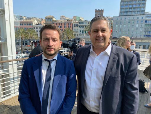 Il neo segretario provinciale di Italia al Centro, Luca Quaglia, con il presidente nazionale Giovanni Toti
