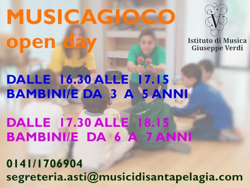 La locandina dell'Open Day dell'Istituto di Musica &quot;Giuseppe Verdi&quot; di Asti