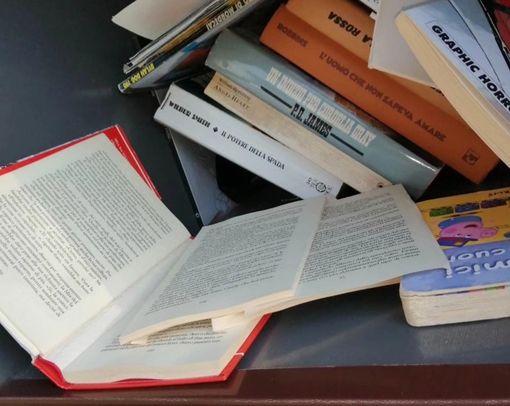 Alcuni dei volumi danneggiati da ignoti vandali