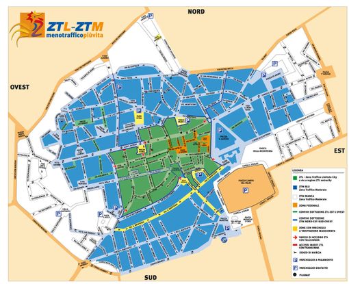 La mappa dell'area ZTL cittadina