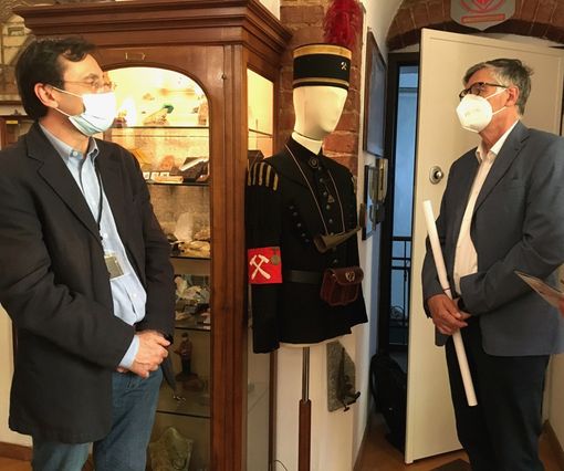 Mario Sacco con Massimo Tomalino durante la visita al Magmax