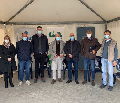 I relatori al convegno Cia, da sinistra: Caterina Calabrese Gabriele Carenini, Alessandro Durando, Dino Scanavino, Giorgio Calabrese,  Biagio Fabrizio Carillo, Marco Capra