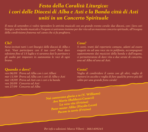 Musica e spiritualità con i cori liturgici delle Diocesi di Asti e Alba