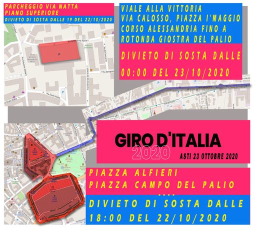 Tutti i cambiamenti alla viabilità in occasione dell’arrivo ad Asti del Giro d’Italia