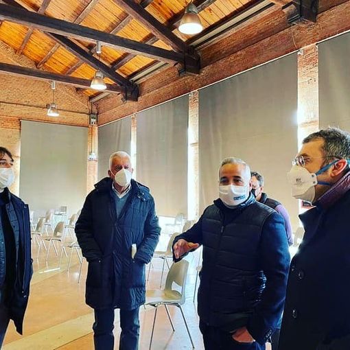 Il vicepresidente Carosso con il sindaco di Nizza, Simone Nosenzo, e il Direttore del Distretto ASL-AT dottor Antonio Parisi
