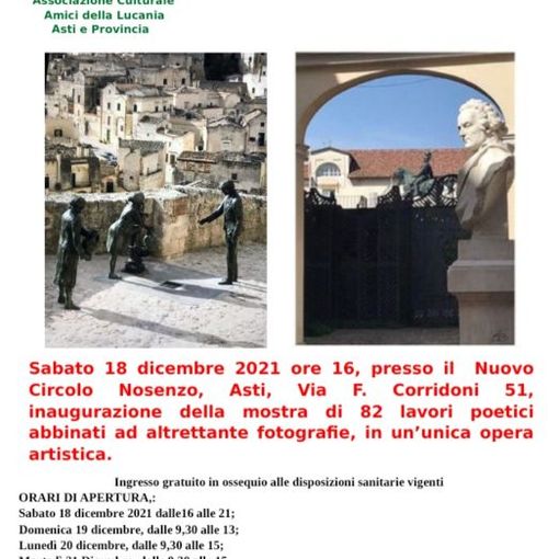 Sabato al Circolo Nosenzo l'inaugurazione della mostra &quot;Scatti di poesia&quot;