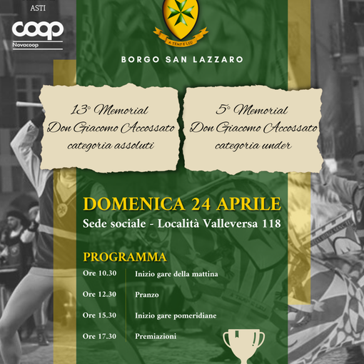 Borgo San Lazzaro: domenica 24 aprile il Memorial Don Giacomo