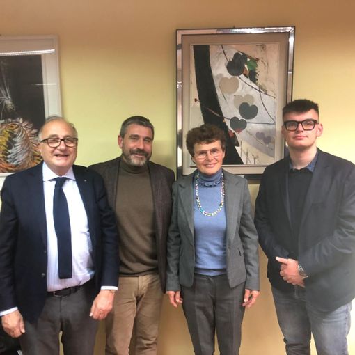 Il presidente di Politeia Maurizio Carcione, il professor Giorgio Barberis, l'assessore alla cultura Ausilia Quaglia, il membro di Politeia Edoardo Scarrone