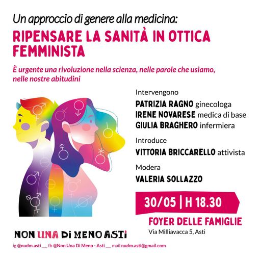 C’è parità di cura tra uomini e donne? Può la medicina essere misogina? Se ne parla in un incontro organizzato da &quot;Non Una Di Meno di Asti
