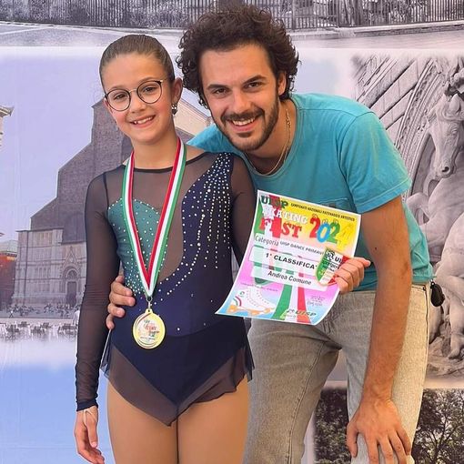 Il tecnico Federico Trento con la nuova Campionessa Nazionale categoria Dance Primavera Plus Andrea Comune