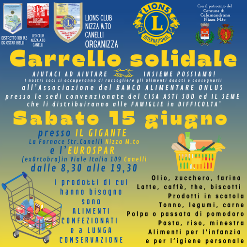 Lions Club di Nizza Monferrato e Leo Club di Canelli in campo per il &quot;Carrello Solidale&quot;
