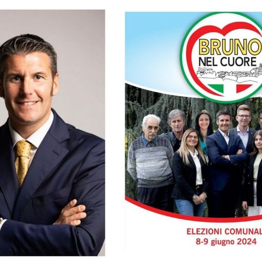 Lucas Bonzo e, nell'immagine di destra, il candidato sindaco con i membri della lista che lo sostiene