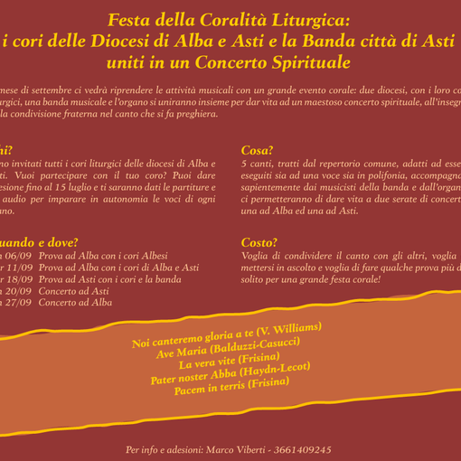 Musica e spiritualità con i cori liturgici delle Diocesi di Asti e Alba