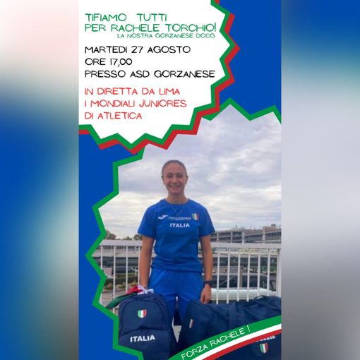 San Damiano festeggia la sua atleta gorzanese Rachele Torchio in gara domani a Lima per i mondiali juniores di atletica
