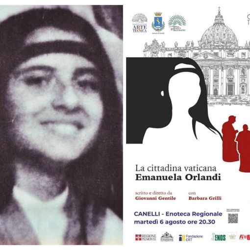 La celebre foto di Emanuela Orlandi usata durante le sue ricerche post scomparsa, ha ispirato anche la locandina dello spettacolo (immagine a destra)