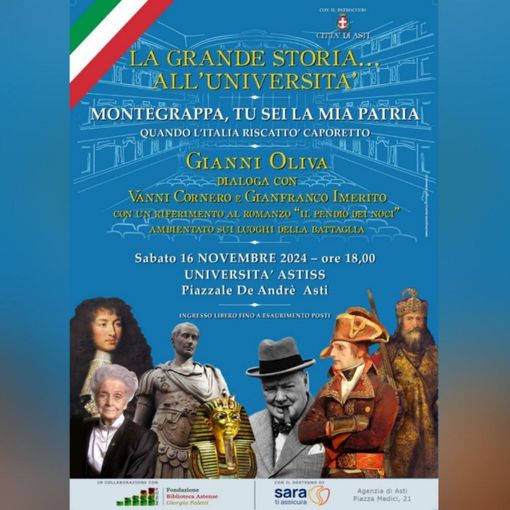 Sabato 'La Grande Storia' farà tappa al Polo Universitario di Asti