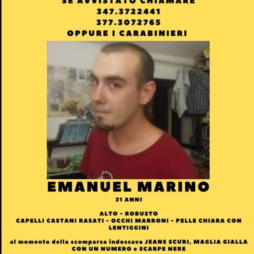 Ancora nessuna traccia di Emanuel Marino. Oggi pomeriggio la famiglia distribuirà volantini per aiutare le ricerche