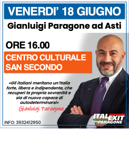 Locandina Senatore Paragone ad Asti