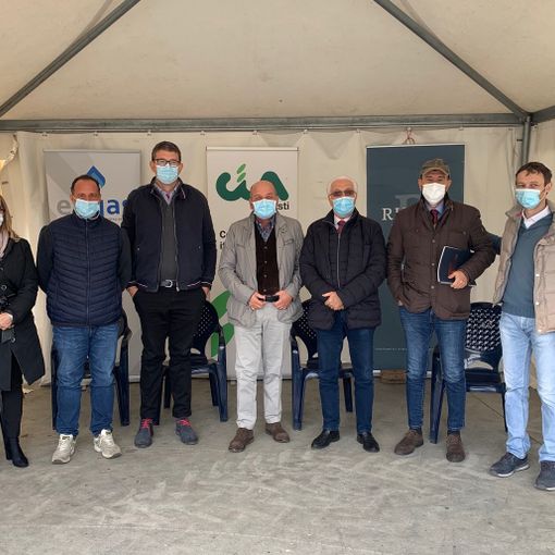I relatori al convegno Cia, da sinistra: Caterina Calabrese Gabriele Carenini, Alessandro Durando, Dino Scanavino, Giorgio Calabrese,  Biagio Fabrizio Carillo, Marco Capra