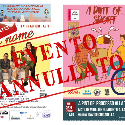 Nuovi annullamenti di eventi in ottemperanza delle norme anti Covid