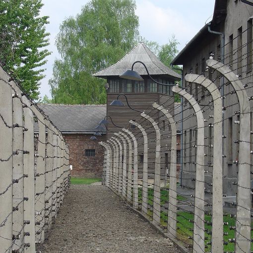 Uno scorcio del lager di Auschwitz