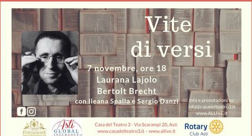 Domenica per &quot;Vite di versi&quot; al centro la figura di Bertolt Brecht, con Laurana Lajolo