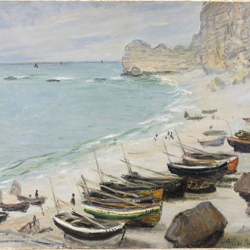 Claude Monet, Barche sulla spiaggia d'Étretat, 1883