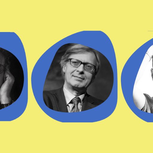 Nel collage fotografico, da sinistra a destra: Armando Milani, Vittorio Sgarbi e Luca Beatrice