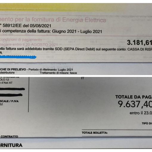 Il raffronto tra le bollette della luce di luglio 2021 e luglio 2022