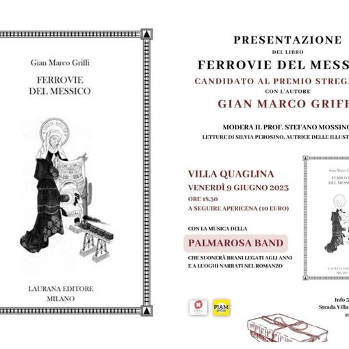 Collage tra la copertina del libro (a sinistra) e la locandina della serata