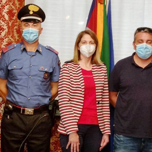 Il sindaco Macchia con Forneris e De Simone in un’immagine scattata durante la pandemia