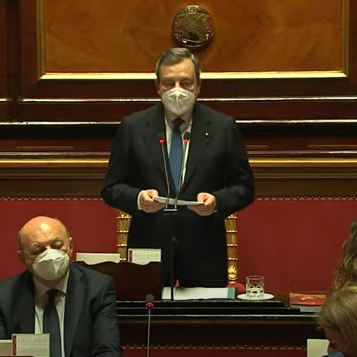 Il premier Draghi in Senato